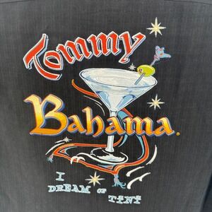 Tommy Bahama Mens Black Silk Short Sleeve Shirt Martini I Dream of Tint Size L